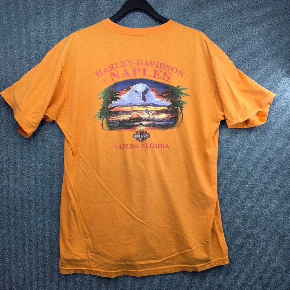 Harley-Davidson‎ Naples Florida Orange Graphic T-Shirt Mens XL Biker Americana